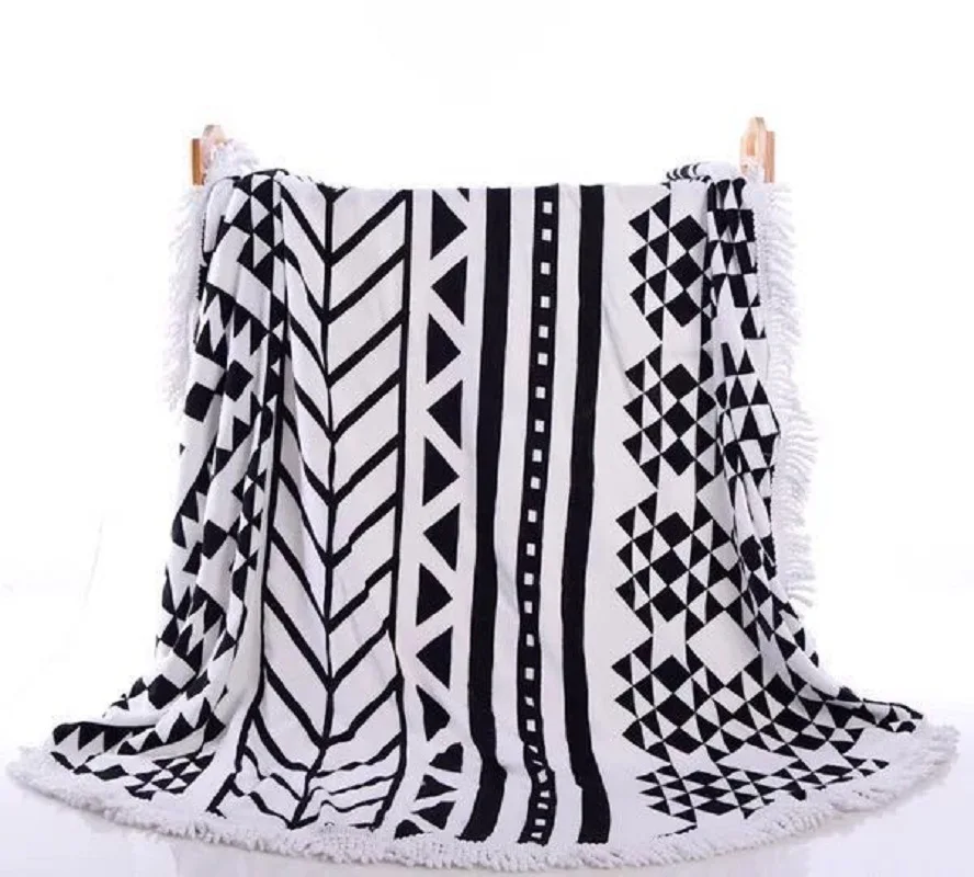 

Superfine Fibre round Beach Towel Beach Shawl Wrap Skirt with Tassels Picnic Yoga Mat