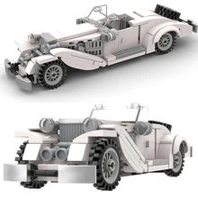 

MOC Retro Style Manual Push Wheels White Car Building Blocks high-tech Mechanical Vintage Roadster Vehicle Brick Children's Toys