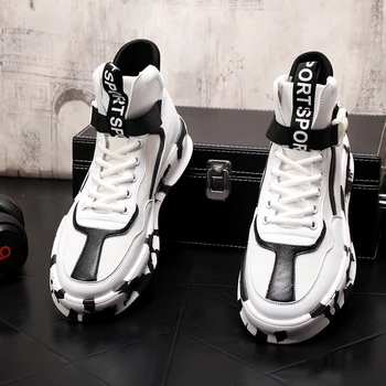 

Spring and Autumn Men Casual shoes Hard-Wearing high-top Shoes Men Sneaker Lace-up Trend Men Flats Shoes Breathable Male Flat