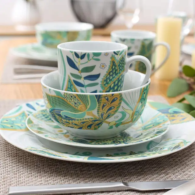 Veweet Elina 32 Darabos Porcelán Kerámia Edények Vacsora Vacsora, Desszert Tányér, Gabona Tál, 380 Ml Bögre Szolgáltatás 4-Hez - Image 3