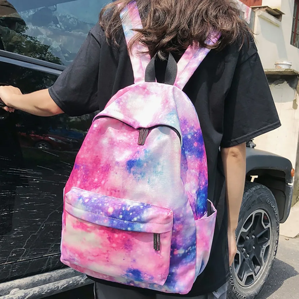 

2019 New Hot Multicolor Women Canvas Backpack Stylish Galaxy Star Universe Space Backpack Girls School Backbag Mochila Feminina
