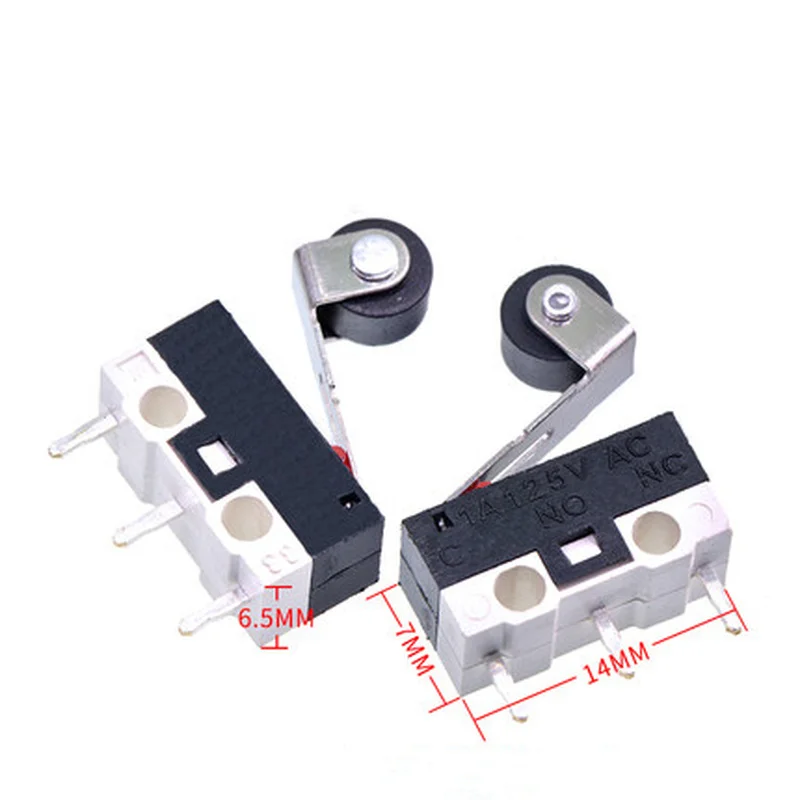 10 PCS Small Limit Microswitch Car Switch Scroll Wheel Microswitch Curved Foot Arc Handle Mouse Switch