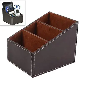 

3 Grids PU Leather Desk Stand Skin Care Cosmetic Makeups Organizer Pen Holder Desktop Accessories Storage Container Gifts Box