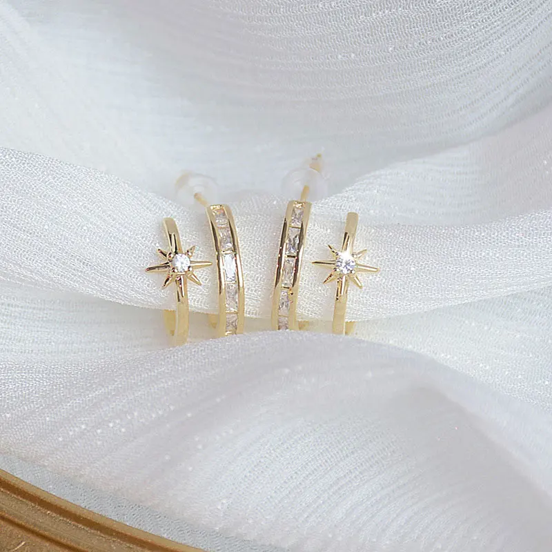 All-Match 14k Real Gold Star Earrings Fashion Popular Temperament Flash Exquisite Luxury Jewelry Shine Daily Minimalist Earrings - Image 2