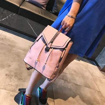 

British retro backpack women Pu fashion all-around personalized backpack college style campus student bag