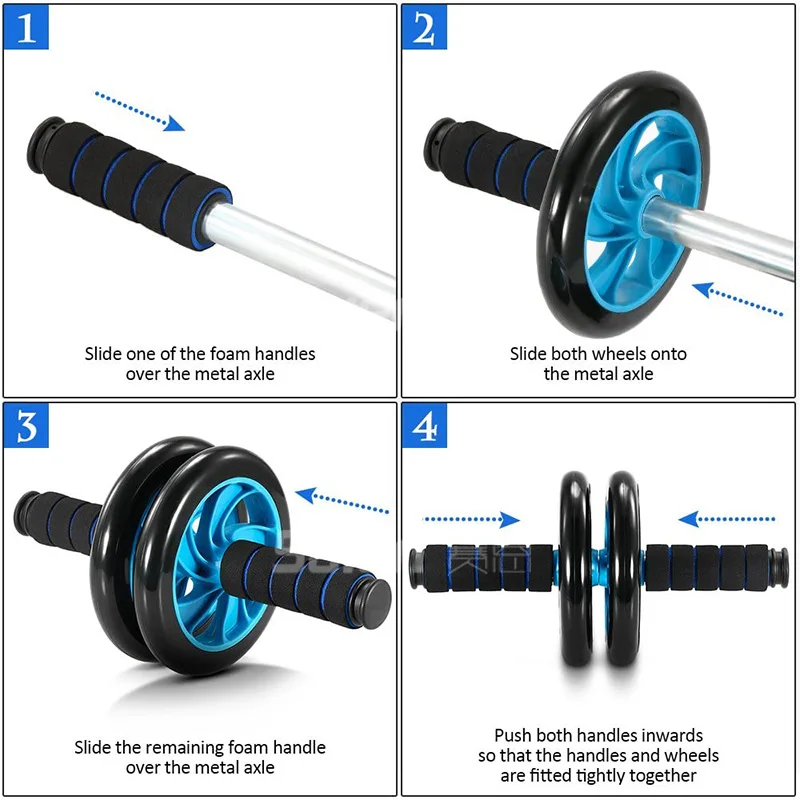 5 in 1 AB Wheel Roller Kit with Push Up Bar Jump Rope Hand Gripper and Knee Pad for Gym Home Workout