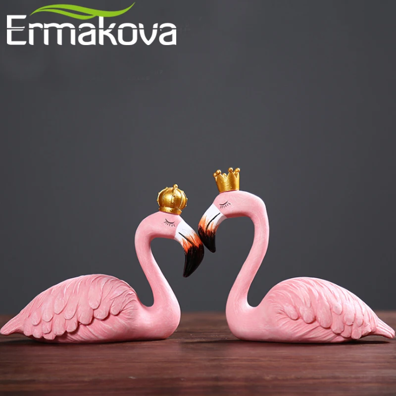 ERMAKOVA 2 шт./пара смолы пара Фламинго фигурка поделка статуя офисном декор