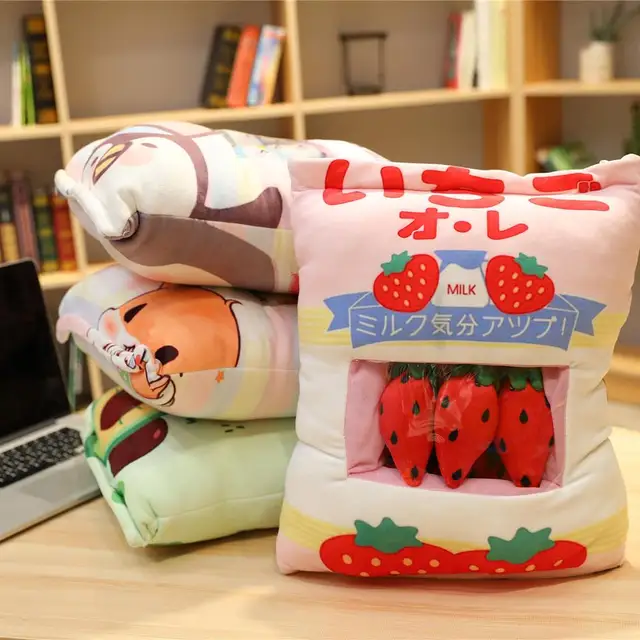 Pudding Bag Plushie Mini Animal Balls Fruit Hamster Penguin Avocado Strawberry Food Plush Snack Pillow Bag 8 Pieces Xmas Gift 2