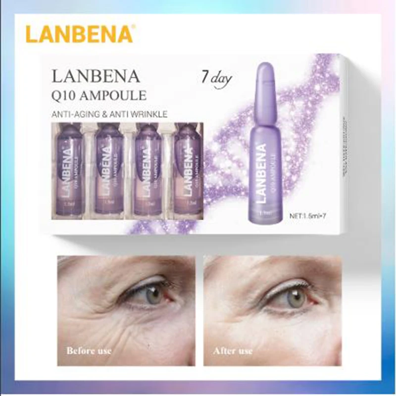LANBENA Q10 ампульная сыворотка, Омолаживающая, восстанавливающая, укрепляющая, увлажняющая, Питательная, против морщин, лечение, красота, уход за кожей, 7 дней