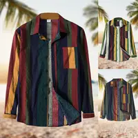 Men Linen Cotton Short Sleeve Shirt Summer Floral Loose Baggy Casual Shirts Tops Holiday Beach Men's Hawaii Shirts - Image 2