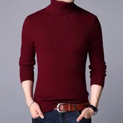 Мужские 2019 новые осенние зимние свитера с высоким воротником и длинным рукавом мужские тонкие теплые вязаные свитера