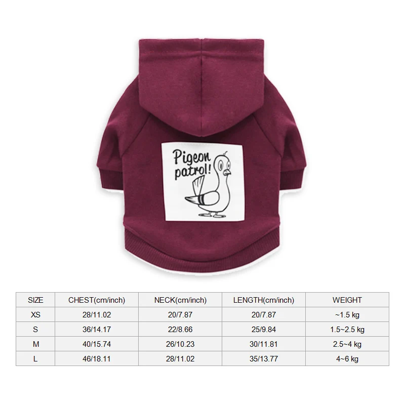 Pigeon-Rose Red Охранная толстовка одежда для собак маленькая жакеты для собак зимняя одежда для домашних животных для чихуахуа французский щенок бульдога куртка теплая кошка костюм XS-L - Color: Pigeon-Rose Red