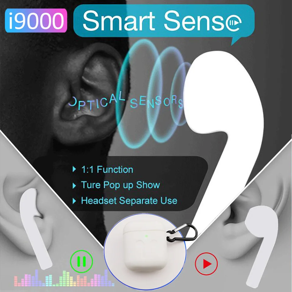 

Smart Sensor i9000 Tws 1:1 Replica 2 generations Wireless Bluetooth Earphone 1536p PK H1 chip i10 i6000 i200 i500 i800 i2000 TWS