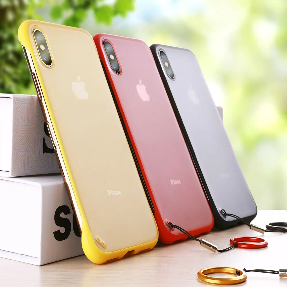 Frameless Transparent Matte Hard Phone Case For iPhone 11 Pro X XS Max XR 7 6 6S 8 Plus Cover With Finger Ring strap Accessories (5)