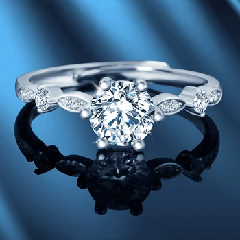 

S925 Sterling Silver Mulberry Stone Diamond Ring Simulation DIA Ring Female Wedding Proposal Jewelry