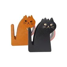 Distributeur de ruban adhésif en bois Vintage, dessin animé chat mignon rouleau coupe ruban, support de ruban Washi, outil d'emballage manuel, accessoire de bureau