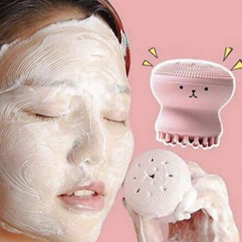 

Double-headed jellyfish small octopus face brush Facial cleansing instrument Sponge face wash Portable soft silicone wash brush