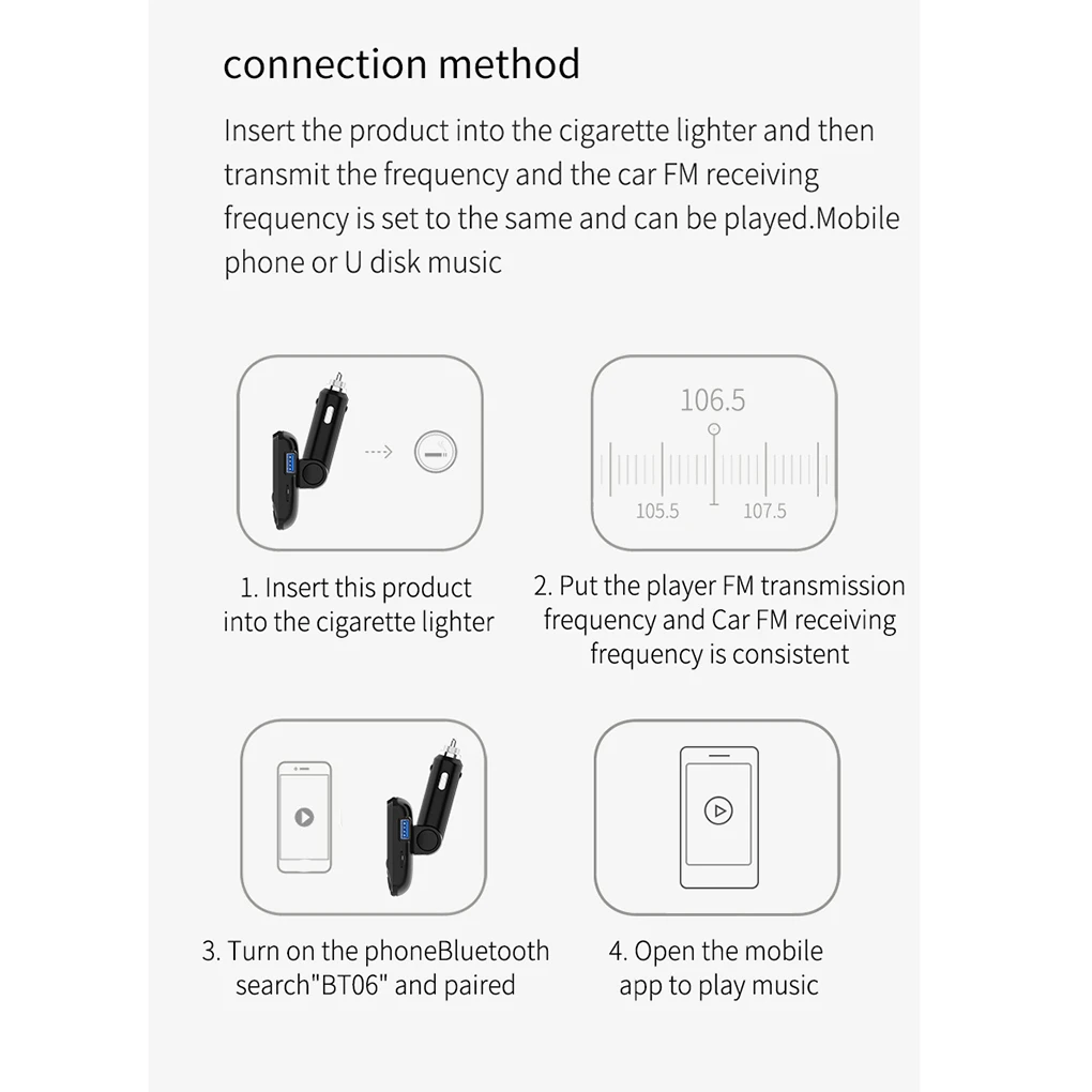 Bluetooth MP3-плеер ручной звонок Быстрая зарядка fm-передатчик беспроводной аудио приемник Поддержка TF карта U диск