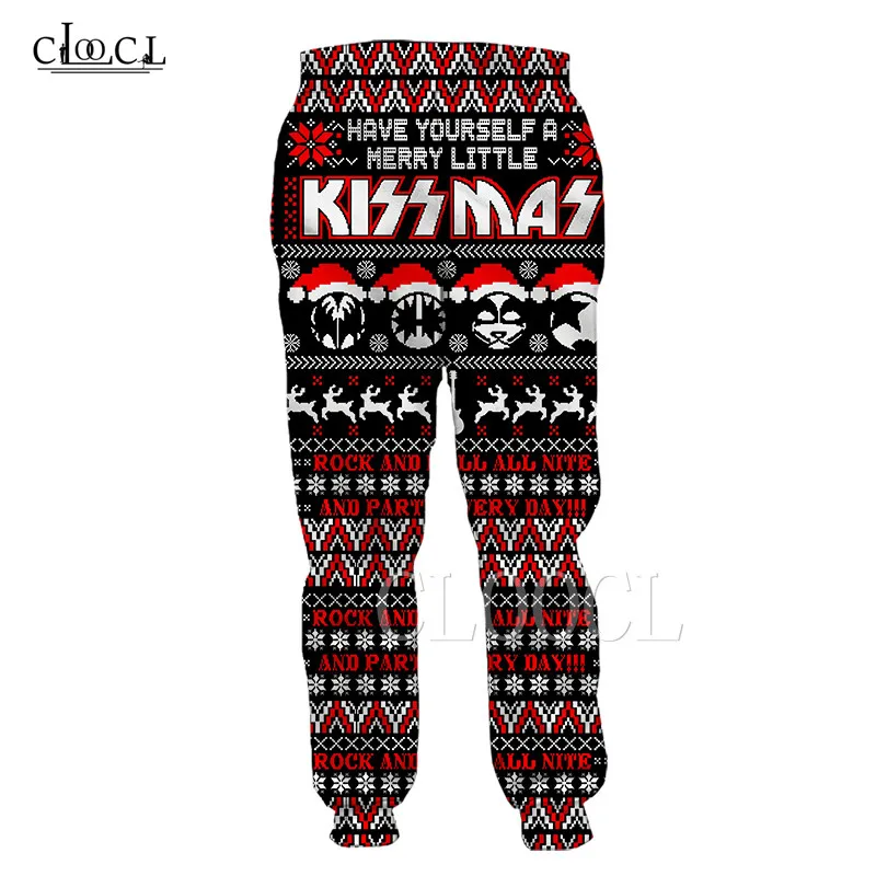 Рождественские костюмы, брюки унисекс, тяжелый металл, рок, KISS Band, 3D принт, мужская, женская спортивная одежда, спортивные штаны, повседневные штаны в стиле хип-хоп