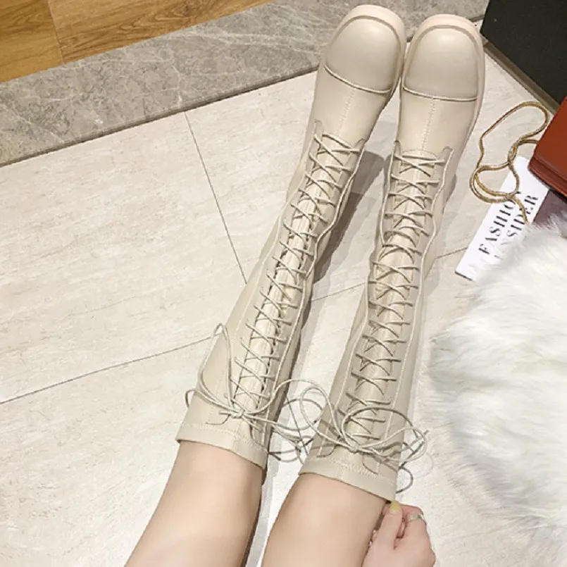 Marlisasa/Botas De Mujer; Женские Классические высокие сапоги из искусственной кожи высокого качества с круглым носком; Bottes Femmes; Модные женские ботинки; F7062
