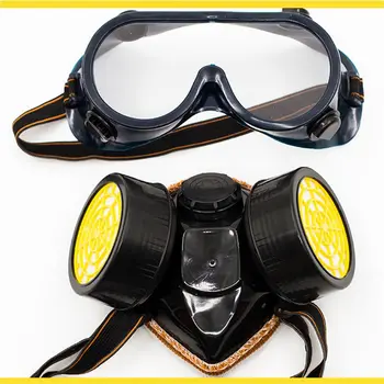 

Dual Pot Industrial Gas Mask Respirator Anti Dust Filtter Goggles For Spray Chemical 634B