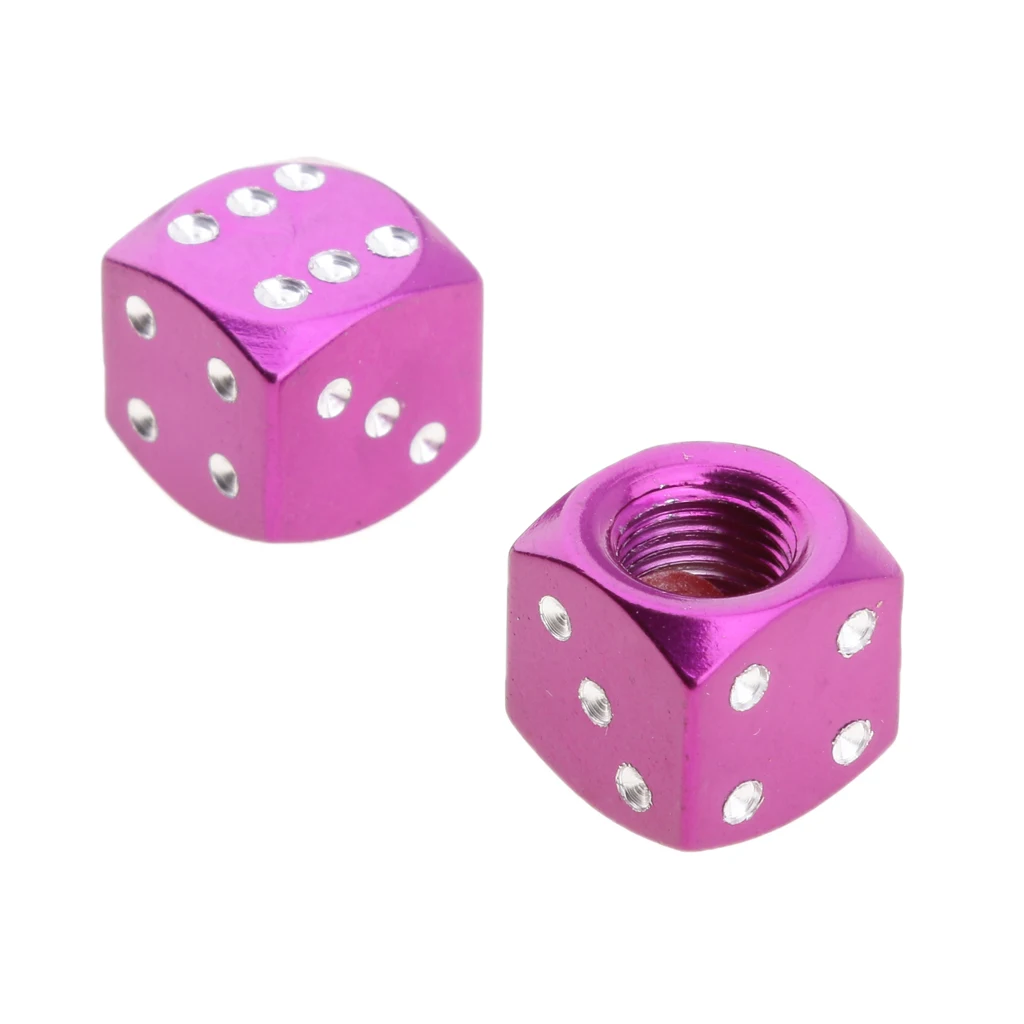 4Pcs Purple Dice Tire/Wheel Stem Air Valve Caps Covers Set Motorcycle ATV