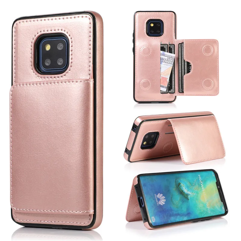 Розовый Кожаный чехол-книжка с несколькими отделениями для карт для huawei mate 20, чехол-кошелек s, ударопрочный чехол-накладка для huawei P30 Pro mate 20 Lite, чехол - Цвет: Розовый