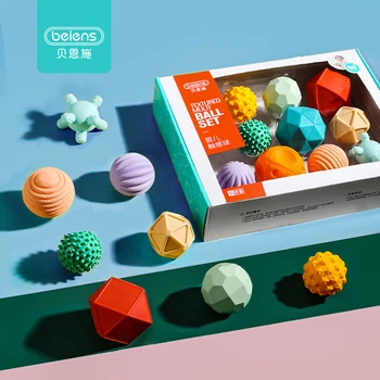 

6-10Pcs Rubber Textured Touch Ball Hand Sensory Children Ball Toys Baby Training and Massage Soft Ball Development Toy