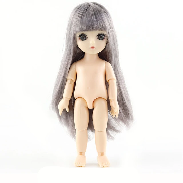 New Mini 16cm BJD Doll Naked Nude Baby Body 13 Movable Jointed  3D Realistic Eyes Fashion Dolls For Girls Birthday Present 19