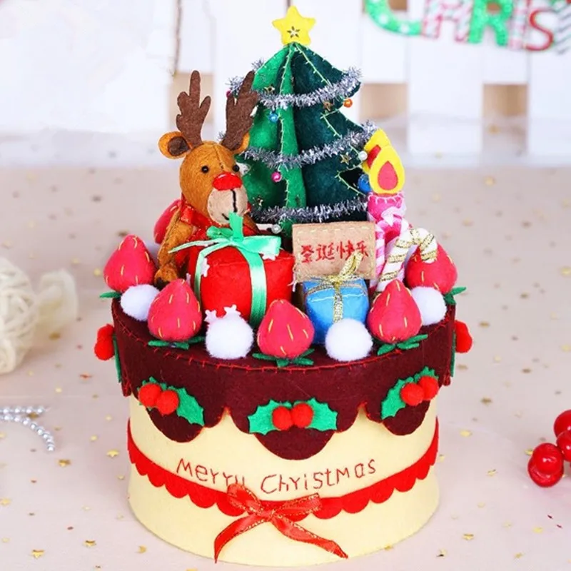 Diy Handmade Non-Woven Fabric Craft Christmas Cake Storage Box Felt Material Package 21/14.3cm