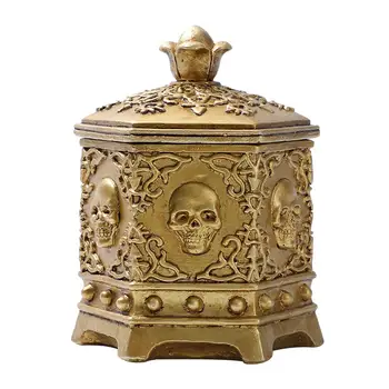 

Retro Jewelry Storage Box Compact Skeleton Head Jewelry Holder Container Multipurpose Storage Bin for Earring Ring Watch