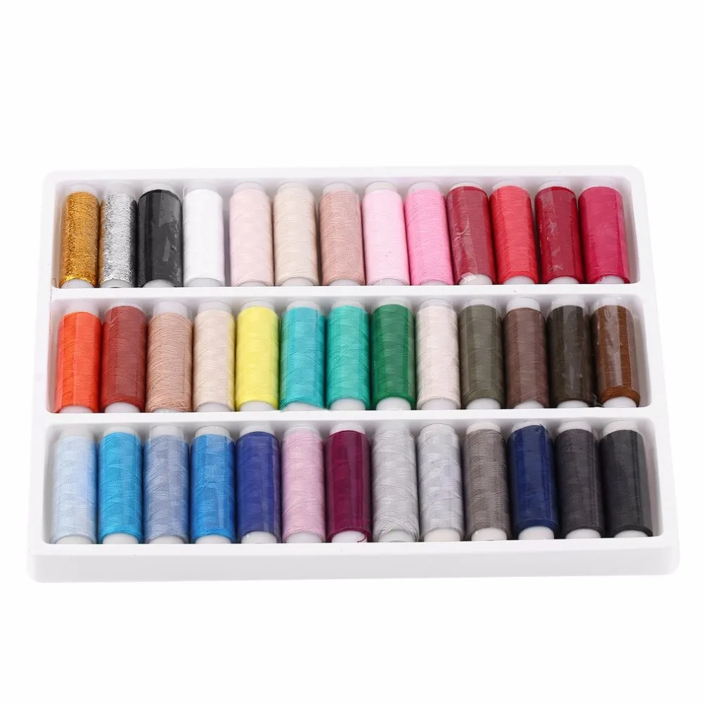 New 1 set 39pcs New Arrival 200 Yard Mixed Colors Polyester Spool Sewing Thread For Hand Machine Household Sewing Tools