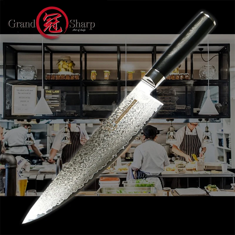 Grandsharp дамасский нож 8 &quotнож шеф повара японский кухонный Дамаск VG10 67 слой острые
