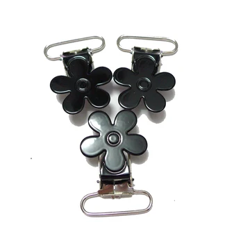 

25pcs Black Color Flower Pacifier Clips