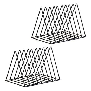 

2pcs Nordic Style Metal File Organizer Triangle Desktop Storage Rack Bookshelf Magazine Holder Black