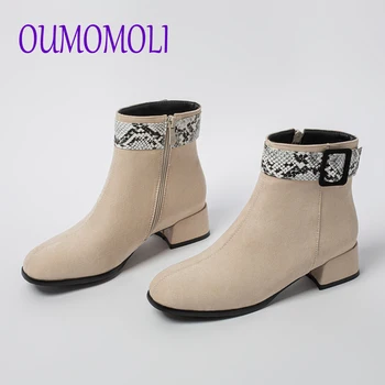 

woman Boots brown Suede buckle Low Heel Ankle Boots Elegant Ladies Shoes Women Shoes Botas Mujer 2020 *35