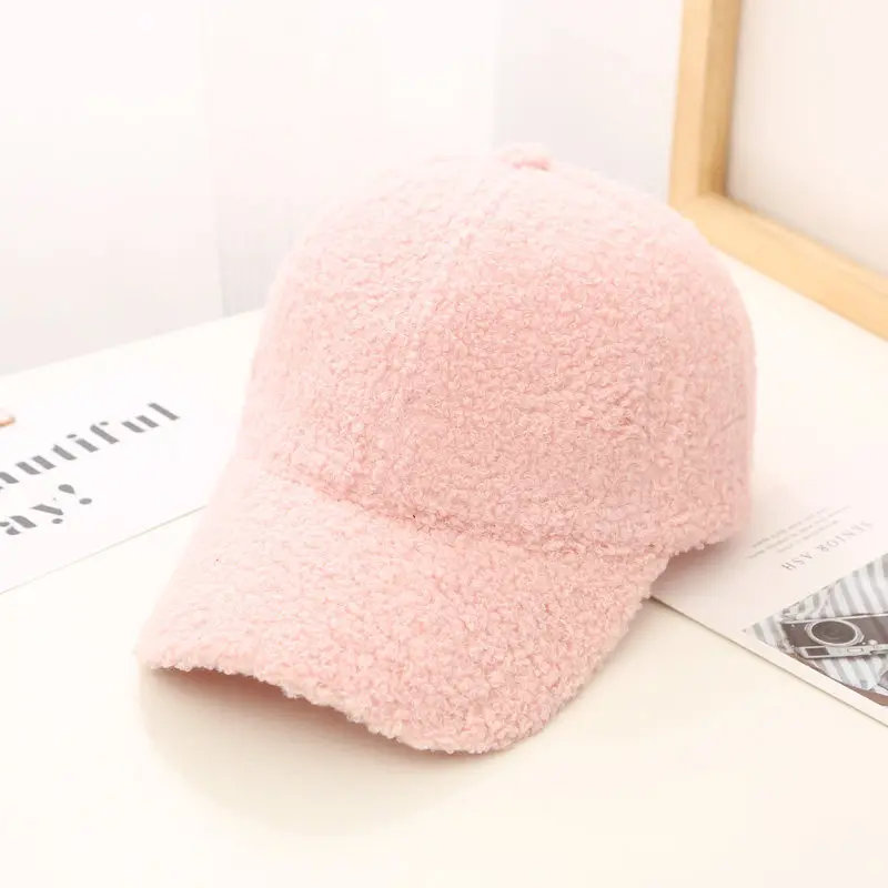 Baseball Caps Baseball Cap Autumn Winter Women Artificial Lamb Wool Baseball Cap Version Tide Warm Cap Plush Baseball Caps Spring