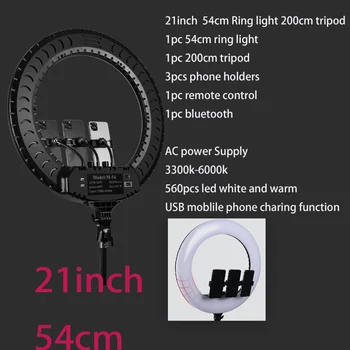 

26cm 30cm 45cm 53cm Selfie Ring Light with Light Stand Phone Holder Remote Control EU adaptor Video Light LED for Makeup Youtube