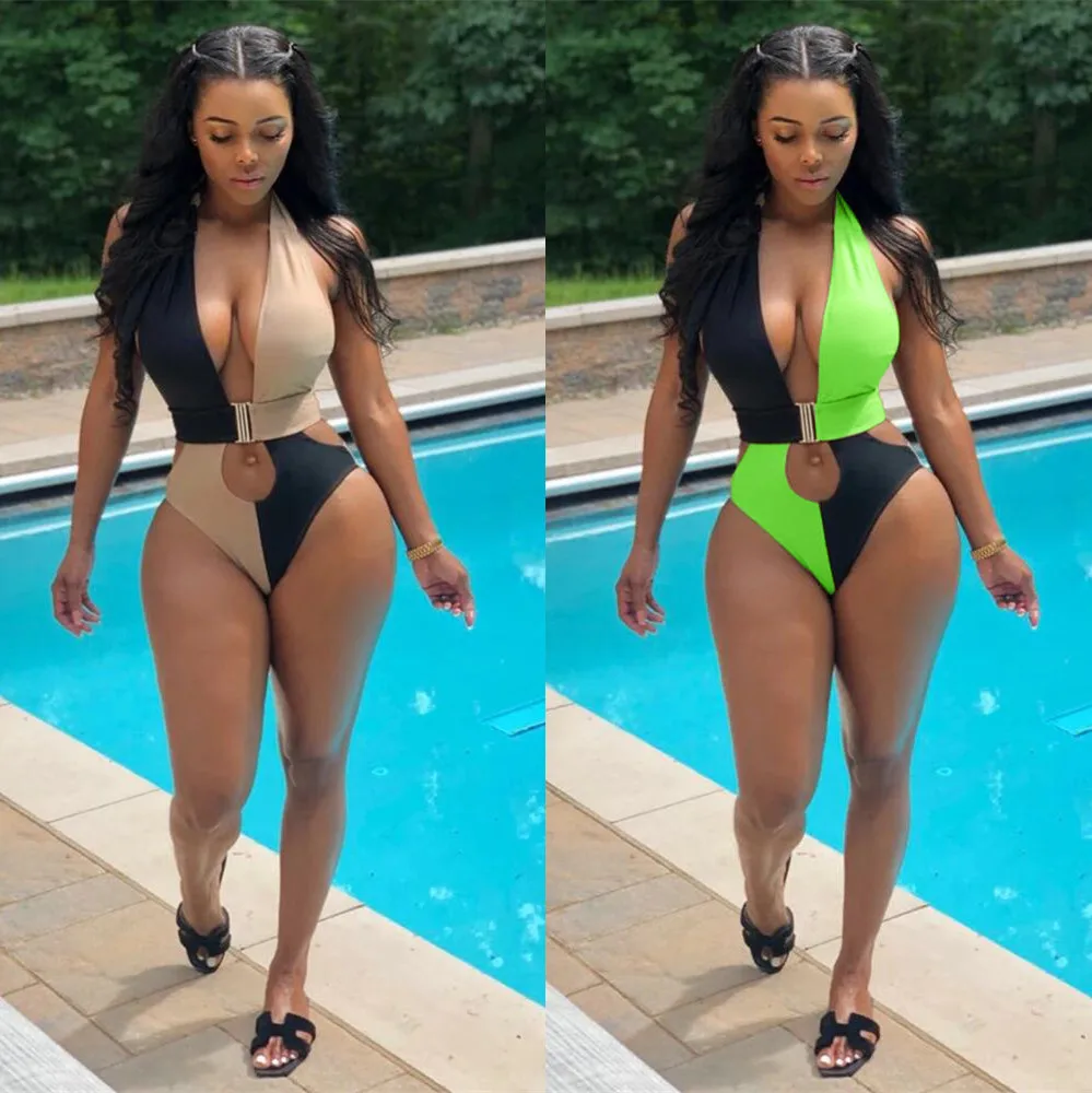 Bkld 2019 женский комбинезон новый сексуальный глубокий v-образный Вырез Холтер без рукавов купальный костюм с шортами пляжные вечерние облегающий костюм с вырезом на спине женский