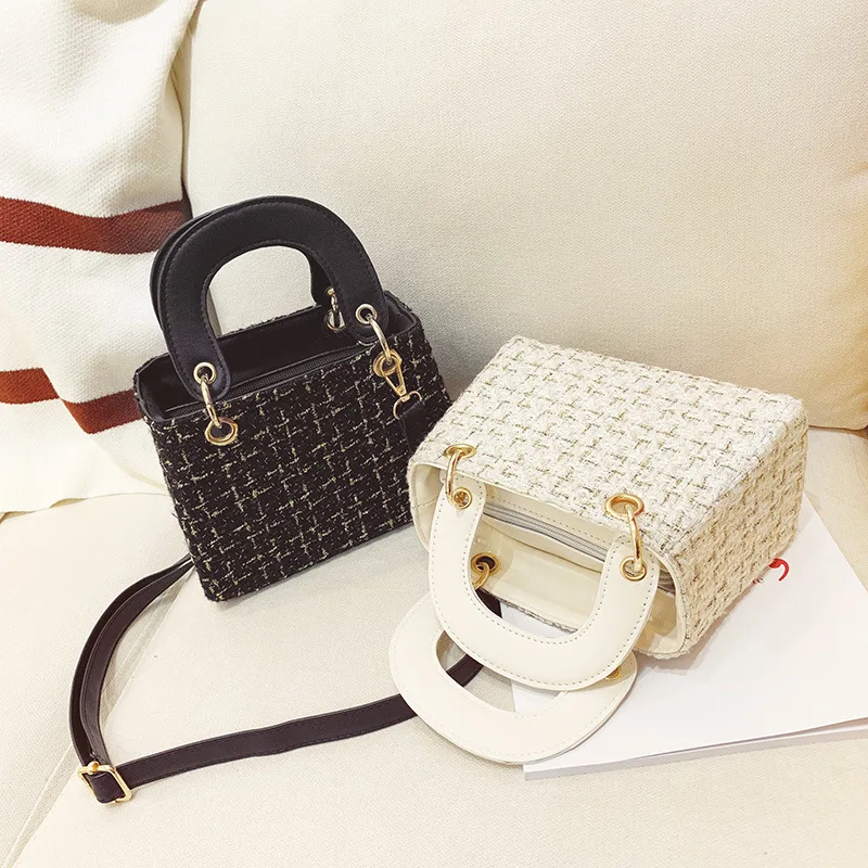 

Bags2019 New Style Korean-style Woolen Cloth Cool Pattern Portable Shoulder Bag Square Sling Bag Versatile Non-mainstream Should