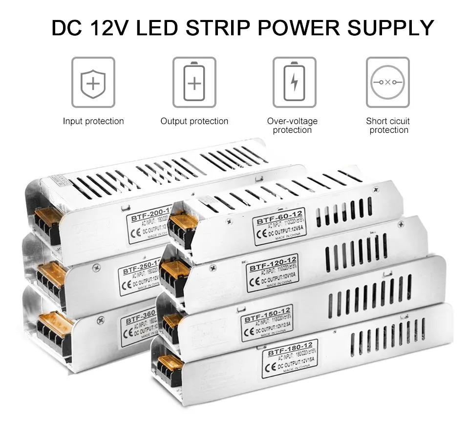 12V Питание 5A/10A/12.5A/15A/16.5A/20A/30A переключатель светодиодный трансформатор переменного тока 110 V-220 V светодиодный драйвер адаптер трансформаторы