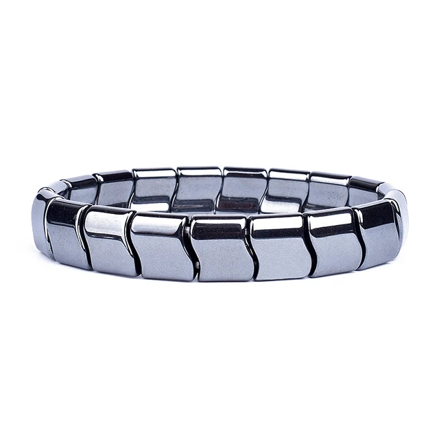 Fashion Energy Hematite Magnetic Bracelets Men Nature Silver color Hematite Charm Bracelets for Women High Polish Energy Jewelry Hematite Waves