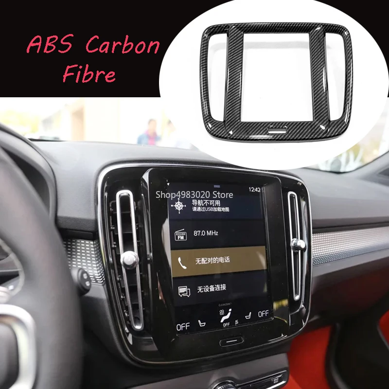 

For Volvo XC40 2017 2018 2019 ABS chrome Matte/Carbon Fibre Car navigation panel frame Cover Trim accessories car styling 1pcs