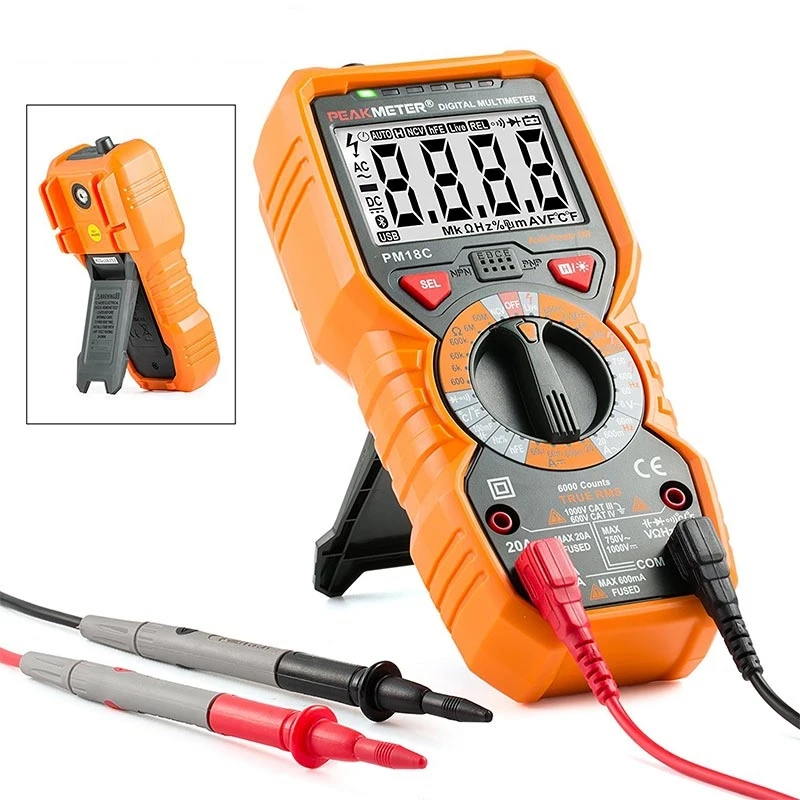 

Digital Multimeter AC/DC Voltage Current Resistance Capacitance Frequency Temperature NCV Live Line Tester with LED Alarmed