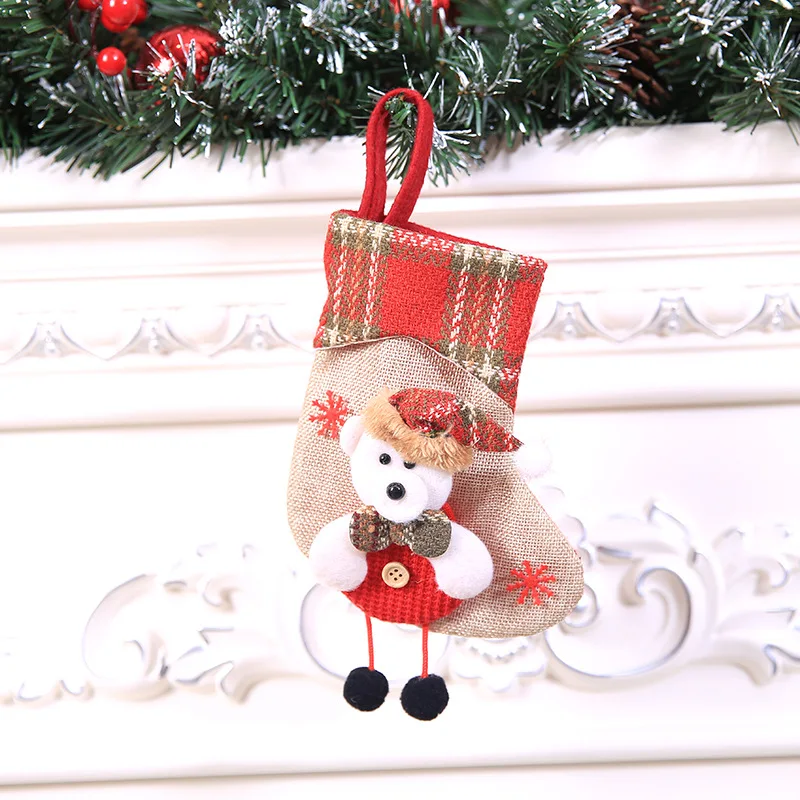 Год Рождественский подарок Рождественский чулок Мини Санта Клаус Конфеты драги Подарочная сумка Рождественские елочные игрушки Рождественский подарок - Цвет: bear Stocking
