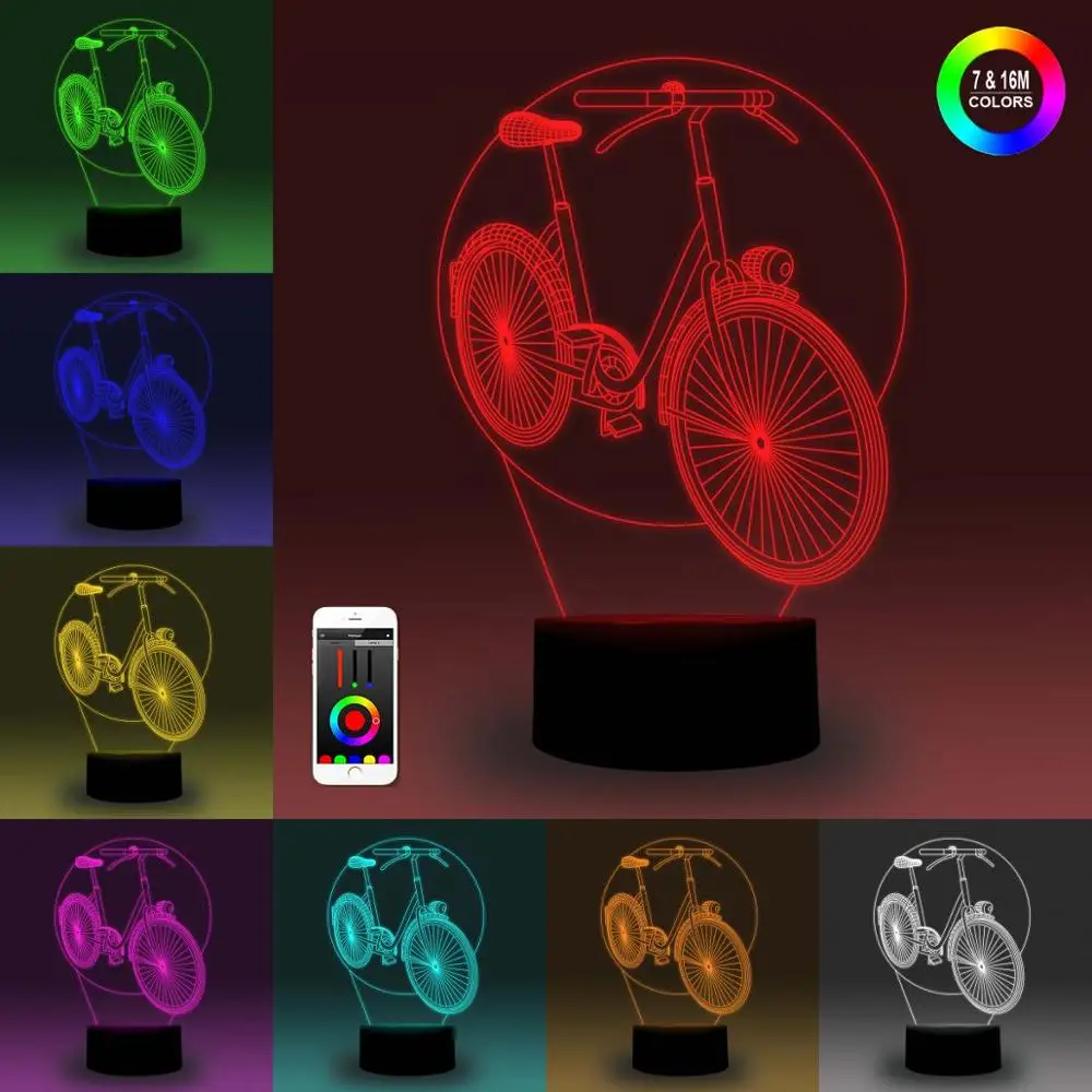 

NiteApps 3D Bicycle Night Light Desk Table Illusion Decoration Lamp Holiday Birthday Gift APP/Touch Control