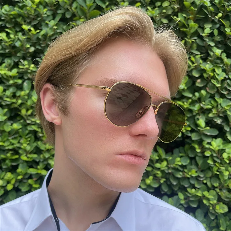 New THOM Brand Fashion Sunglasses Vintage Oval Double-beam Pilot Frog-shaped Men's Women's UV Protection Glasses Driving Gafas