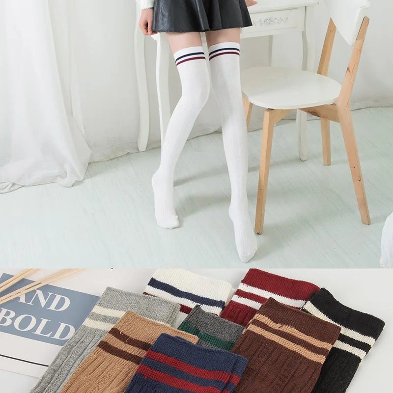

New Socks Fashion Stockings Casual Cotton Thigh High Over Knee thickening High Socks Girls Womens Female Long Knee Sock 2019