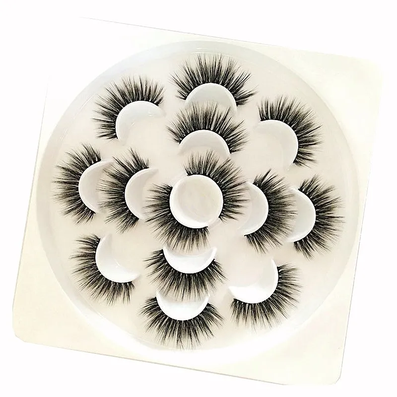 7Pairs/Box Handmade Beauty Faux Mink Eyelashes Lashes Thick Fluffy Makeup 3D Volume Natural Cils Extension Tool Wholesale | Красота и