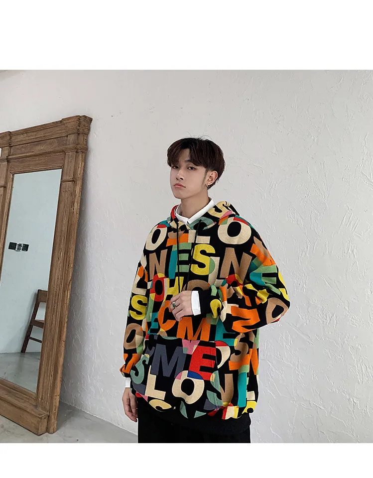 Streetwear2019 осень зима мужские толстовки принт забавные буквы толстовки с капюшоном для мужчин хип-хоп свободные топы негабаритных хип-хоп